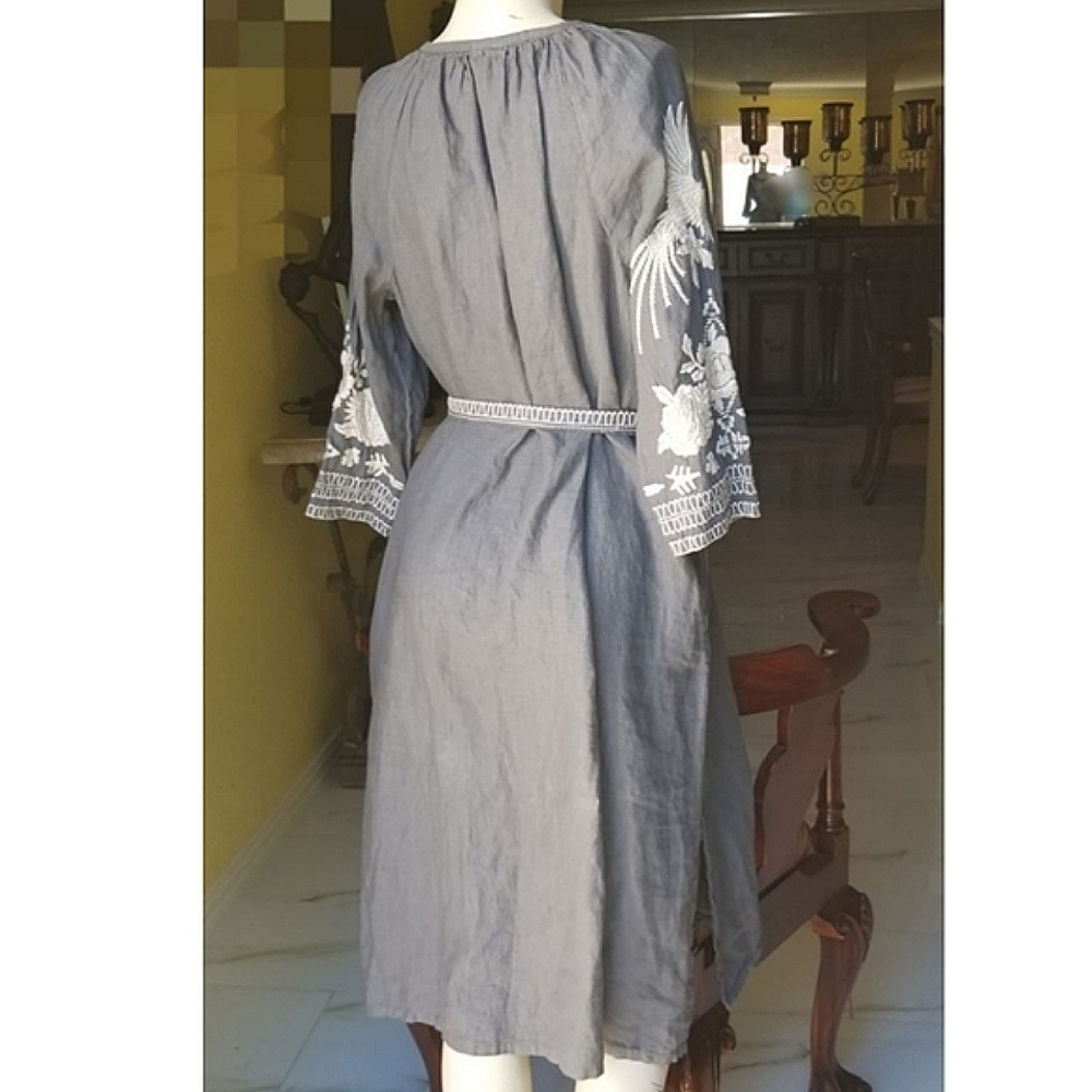 Johnny Was linen embroidered tunic dress - Picture 6 of 8